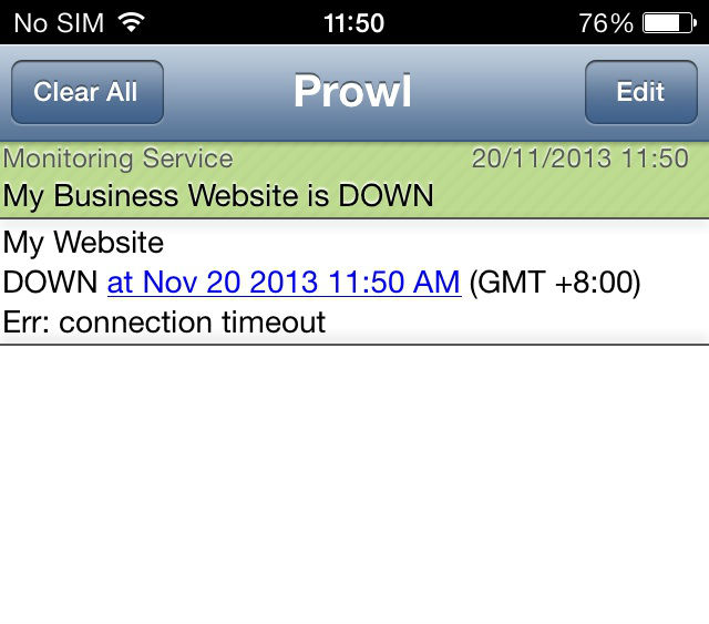 มีการแจ้งเตือน Prowl